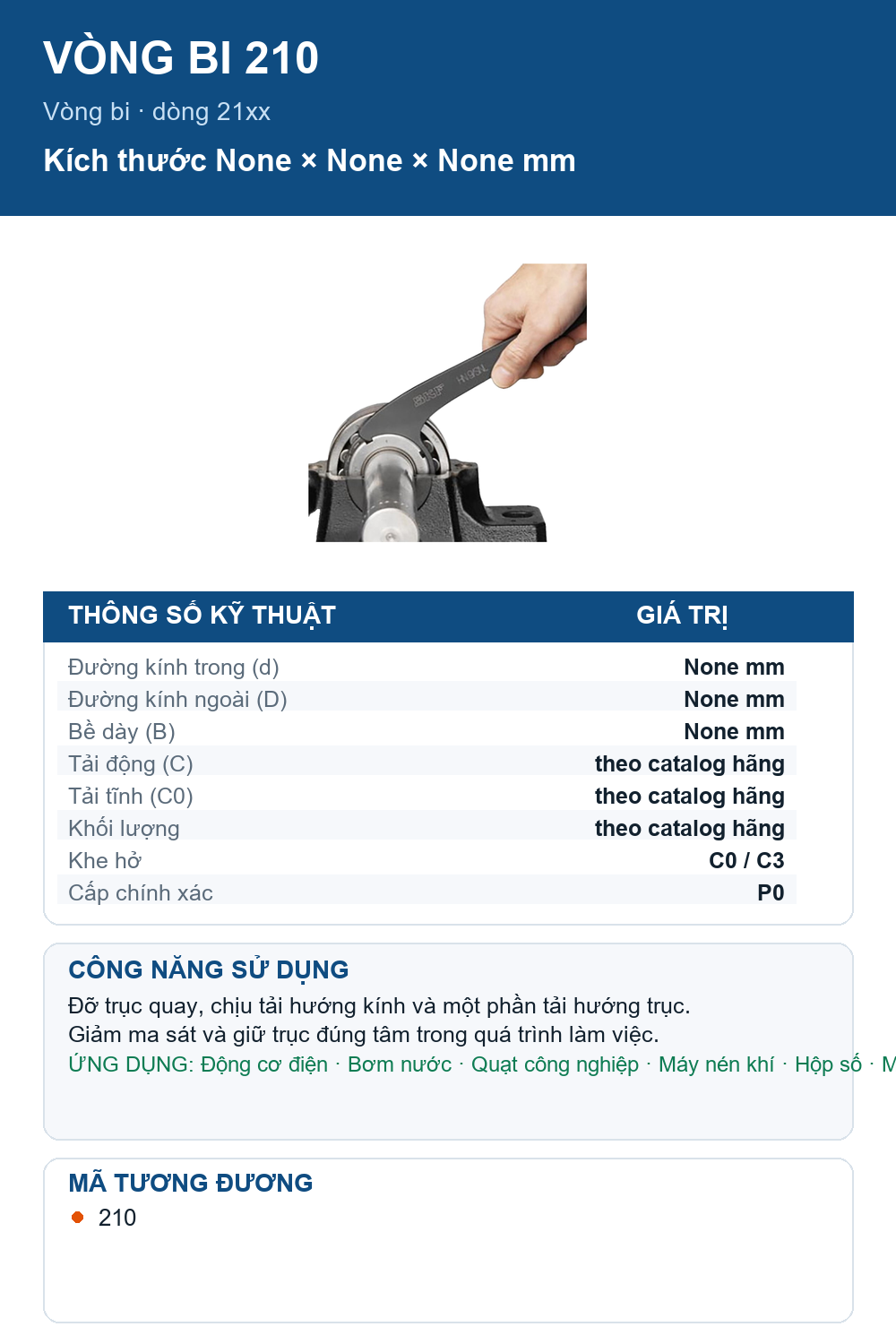 Vòng bi SKF 210 — Ảnh thông số (Pinterest)