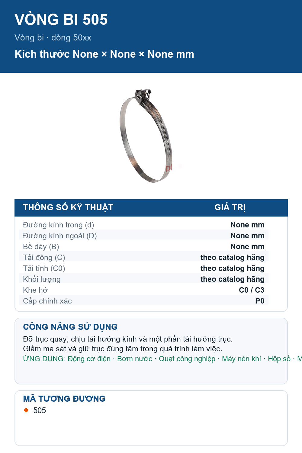 Vòng bi Jubilee 505 — Ảnh thông số (Pinterest)