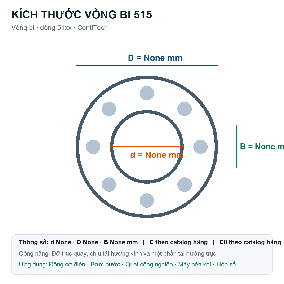Vòng bi ContiTech 515 — Bản vẽ kích thước (Google Images)