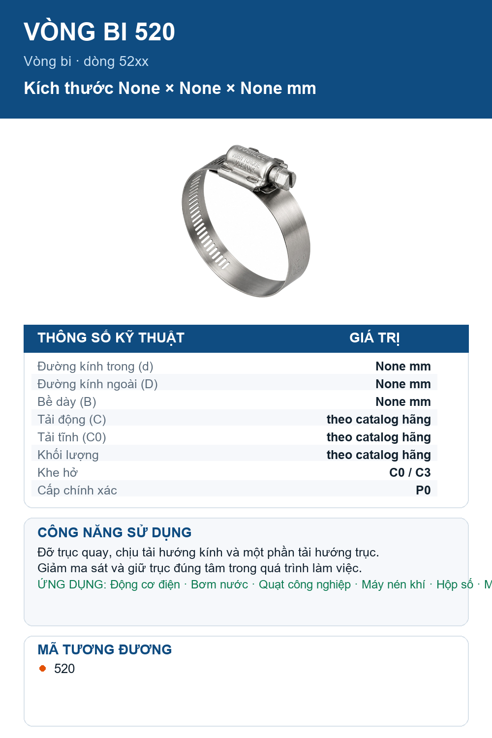 Vòng bi Jubilee 520 — Ảnh thông số (Pinterest)