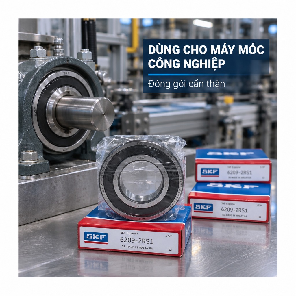 Vòng bi bạc đạn 6209 45x85x19mm SKF — Ảnh phong cách — Bối cảnh thực tế