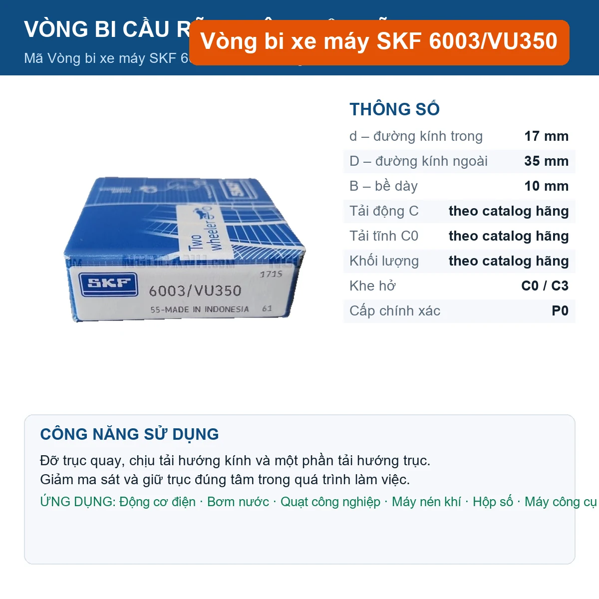 Vòng bi 6003/VU350