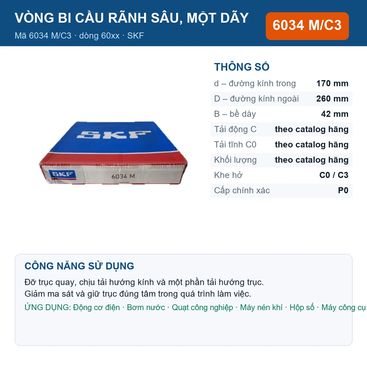 Vòng bi 6034 M/C3