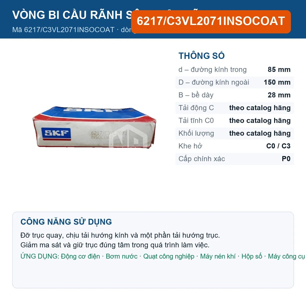 Vòng bi 6217/C3VL2071INSOCOAT