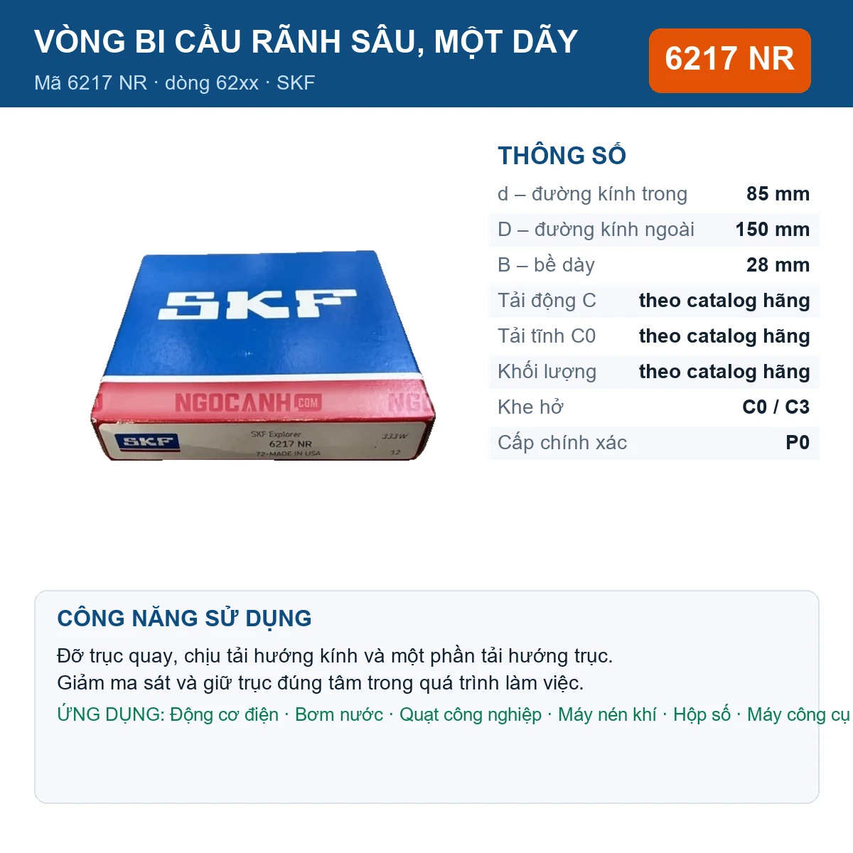 Vòng bi 6217 NR