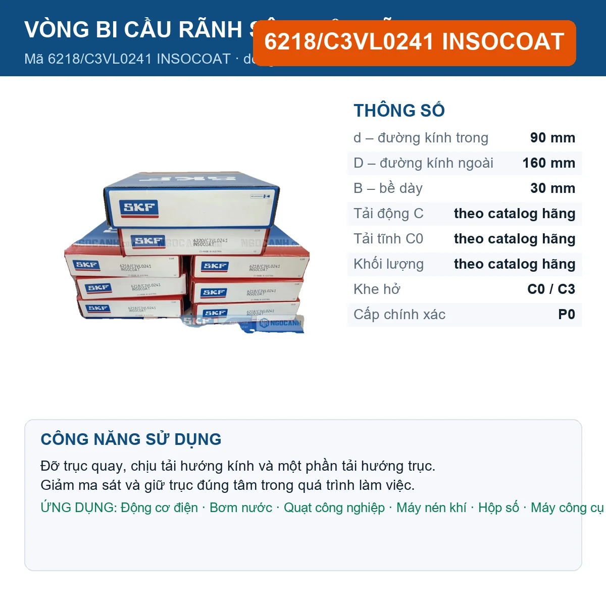 Vòng bi 6218/C3VL0241 INSOCOAT