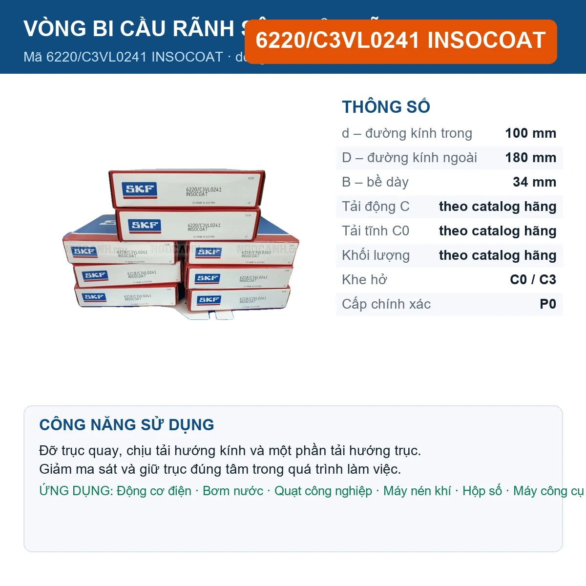Vòng bi 6220/C3VL0241 INSOCOAT