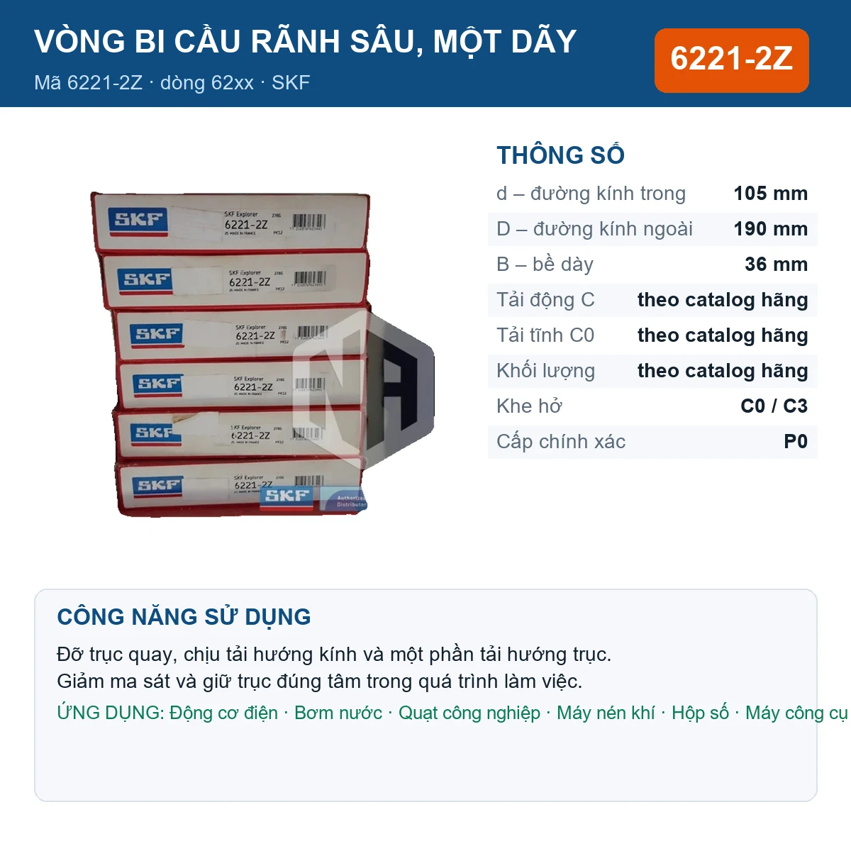 Vòng bi 6221-2Z