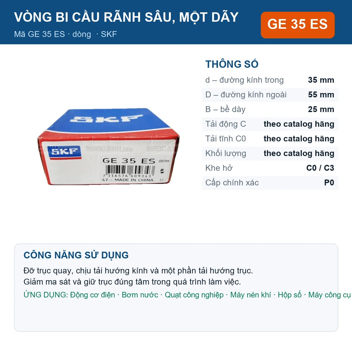 Vòng bi SKF GE 35 ES 35x55x25mm — Ảnh đăng sản phẩm (web)
