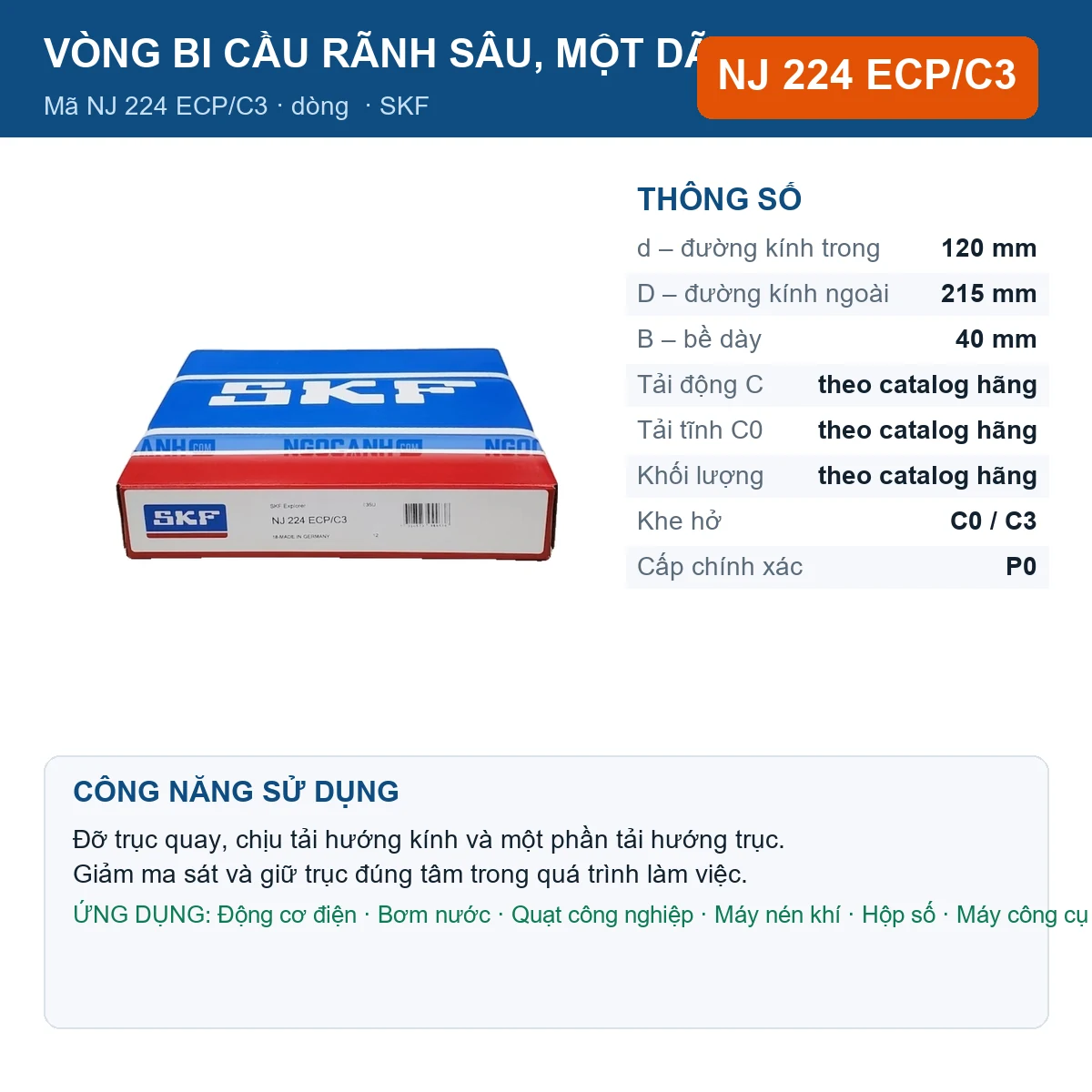 Vòng bi NJ 224 ECP/C3
