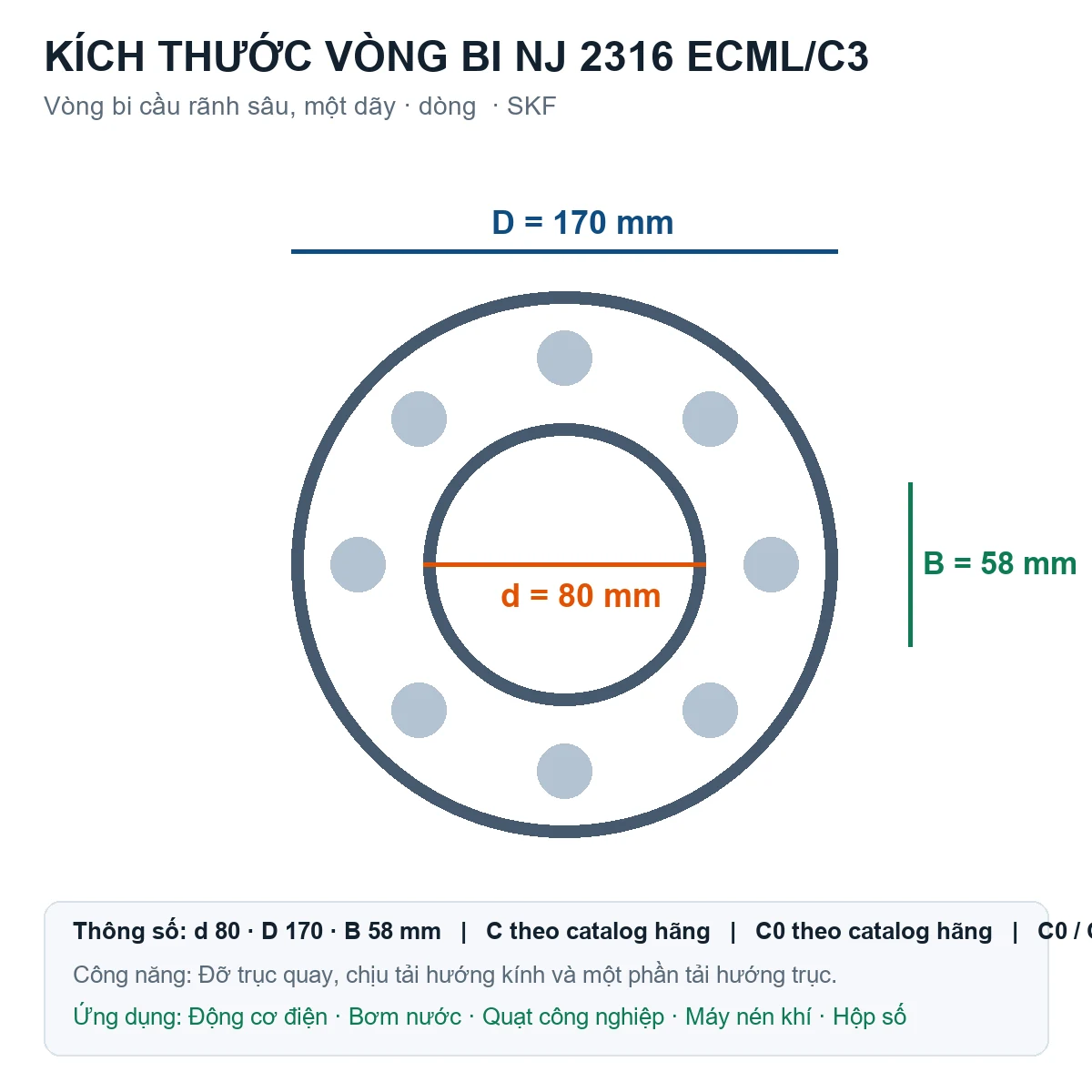 Vòng bi SKF NJ 2316 ECML/C3 80x170x58mm — Bản vẽ kích thước (Google Images)