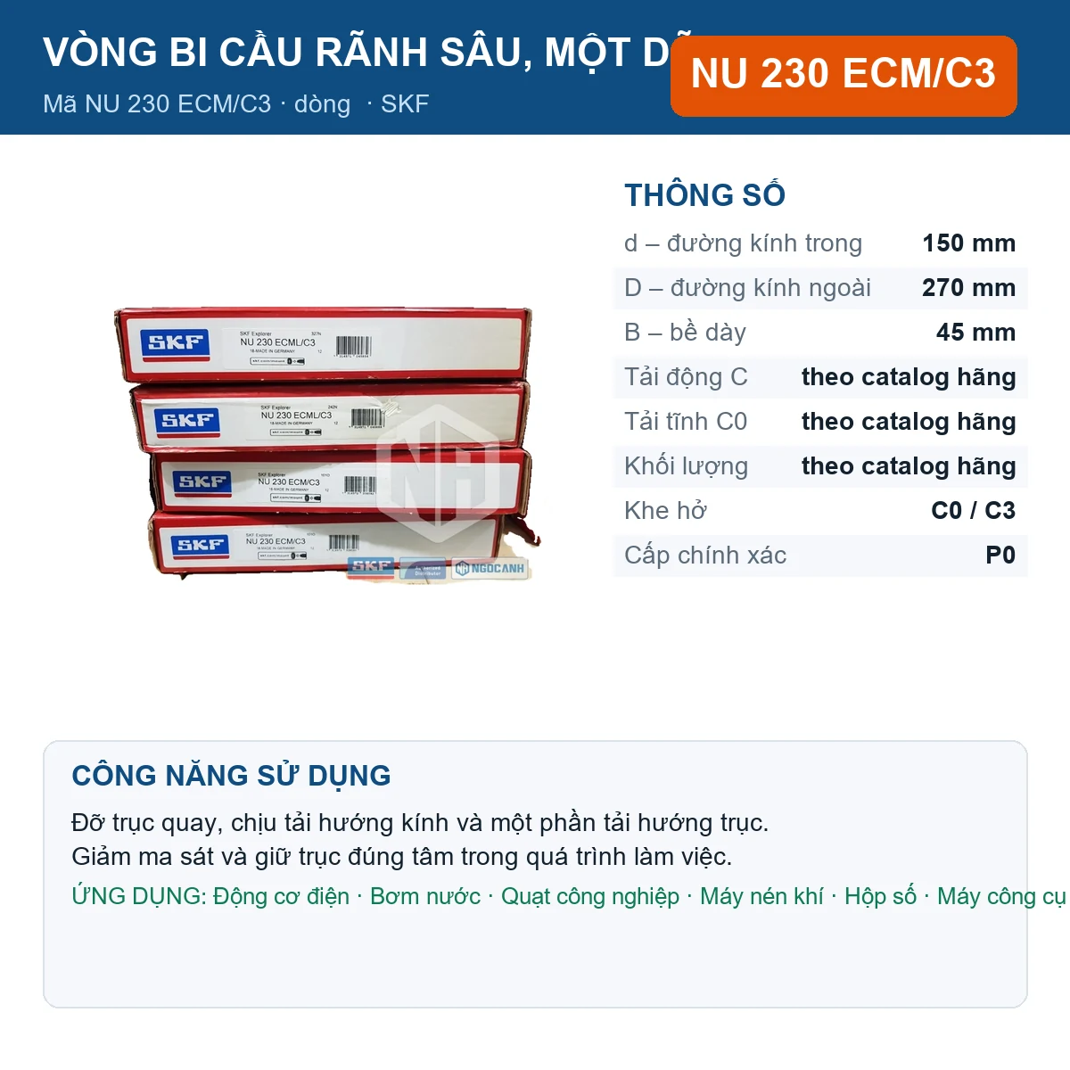 Vòng bi NU 230 ECM/C3