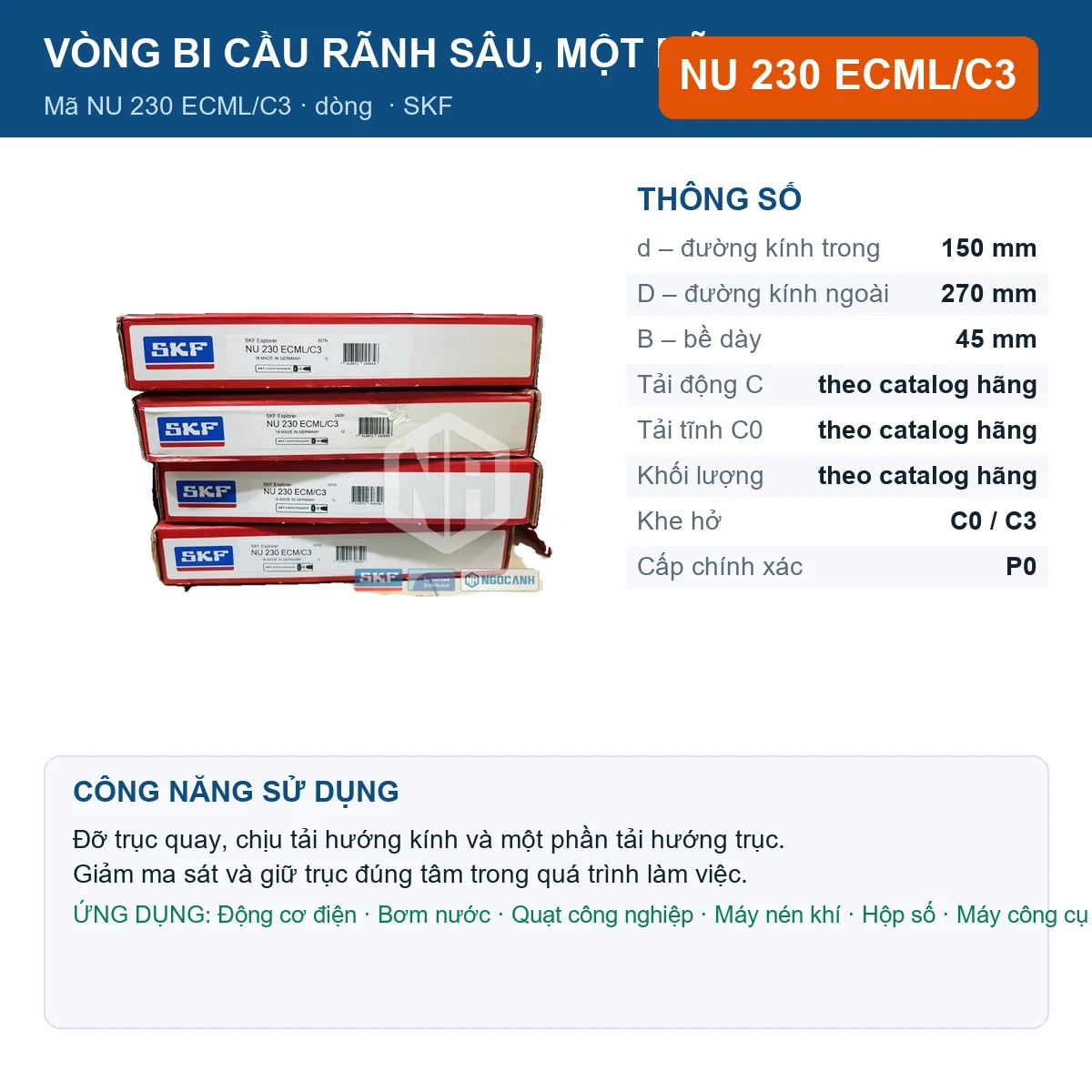 Vòng bi NU 230 ECML/C3