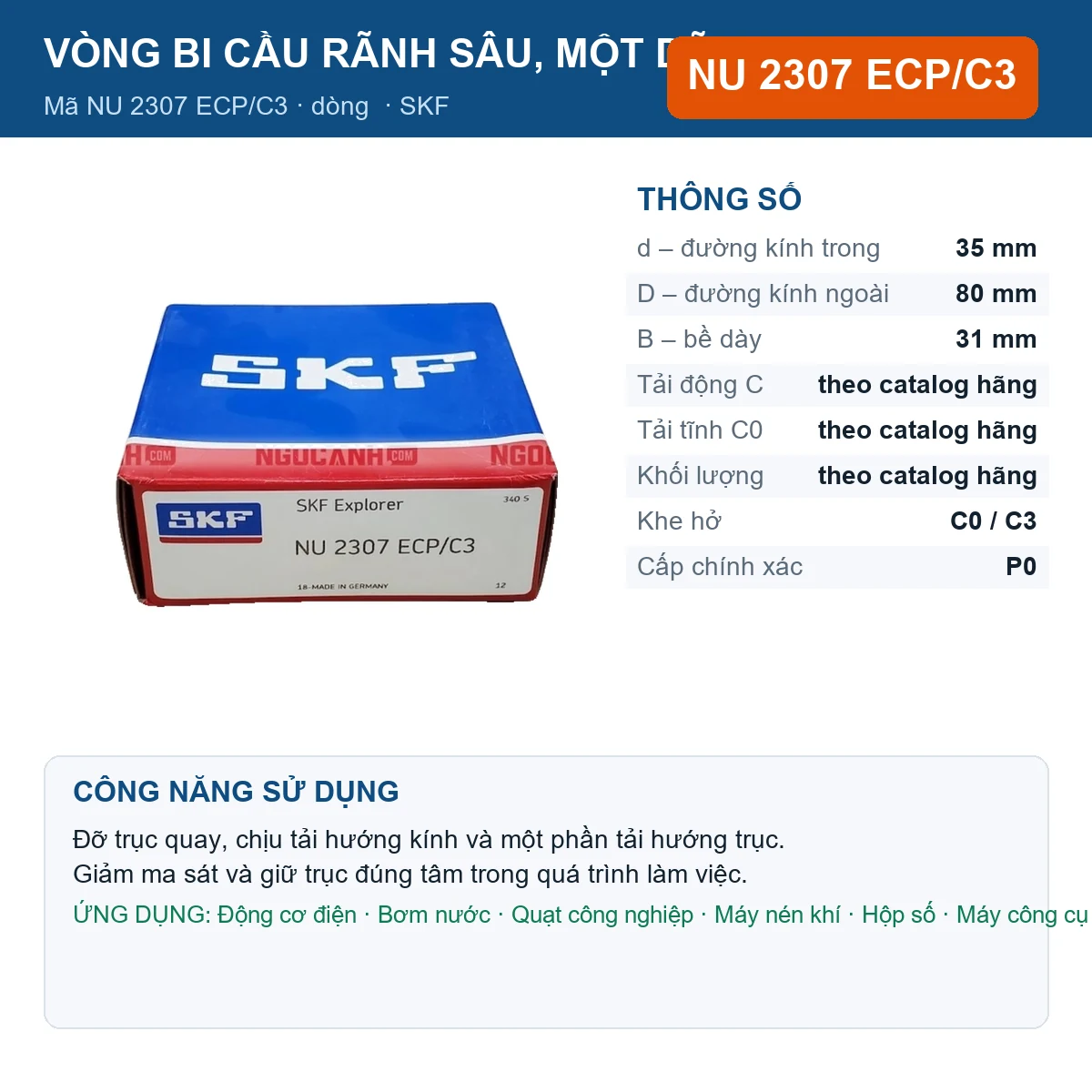 Vòng bi NU 2307 ECP/C3