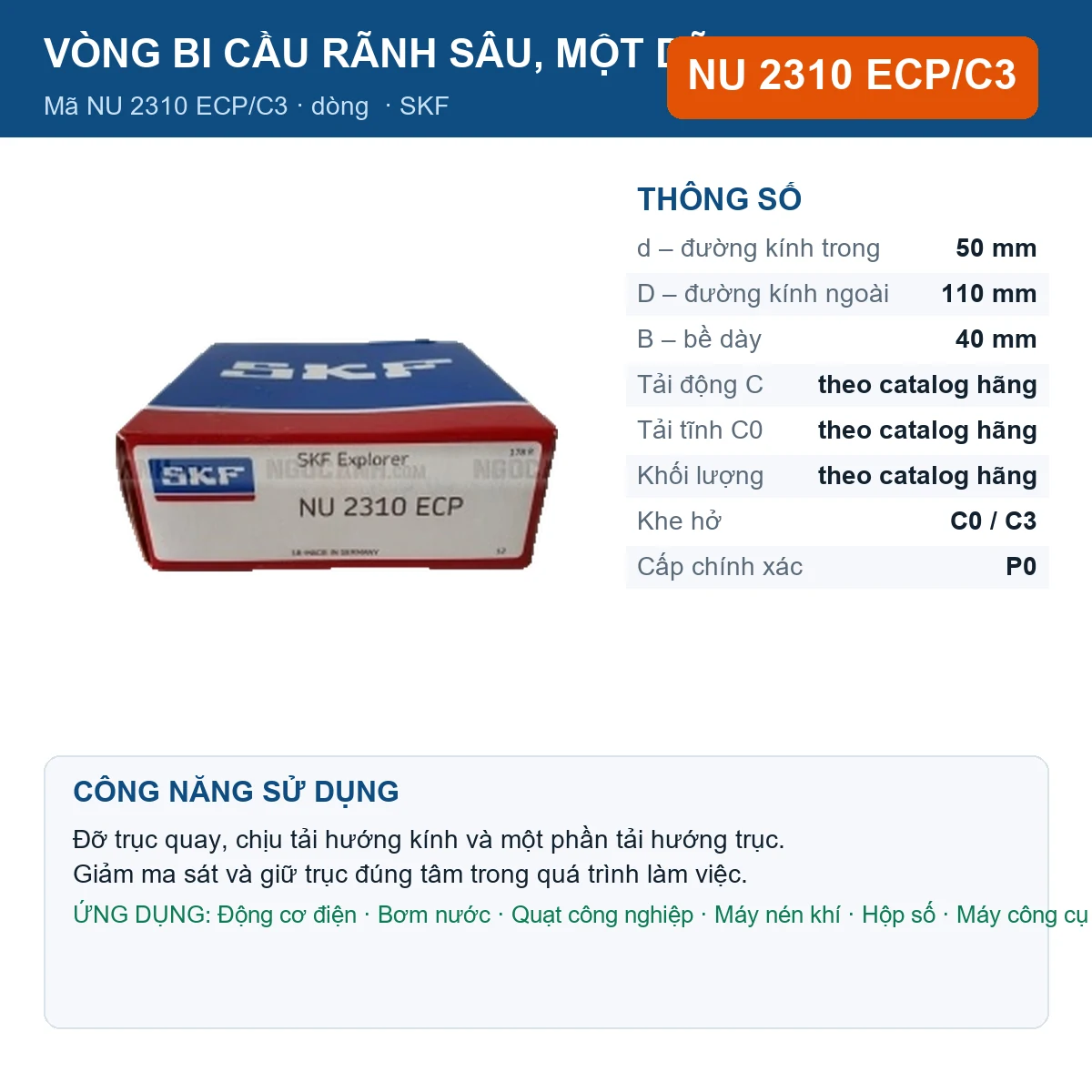Vòng bi NU 2310 ECP/C3
