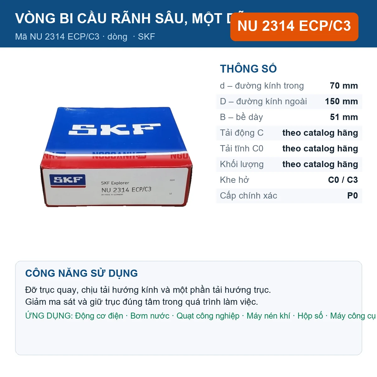Vòng bi NU 2314 ECP/C3