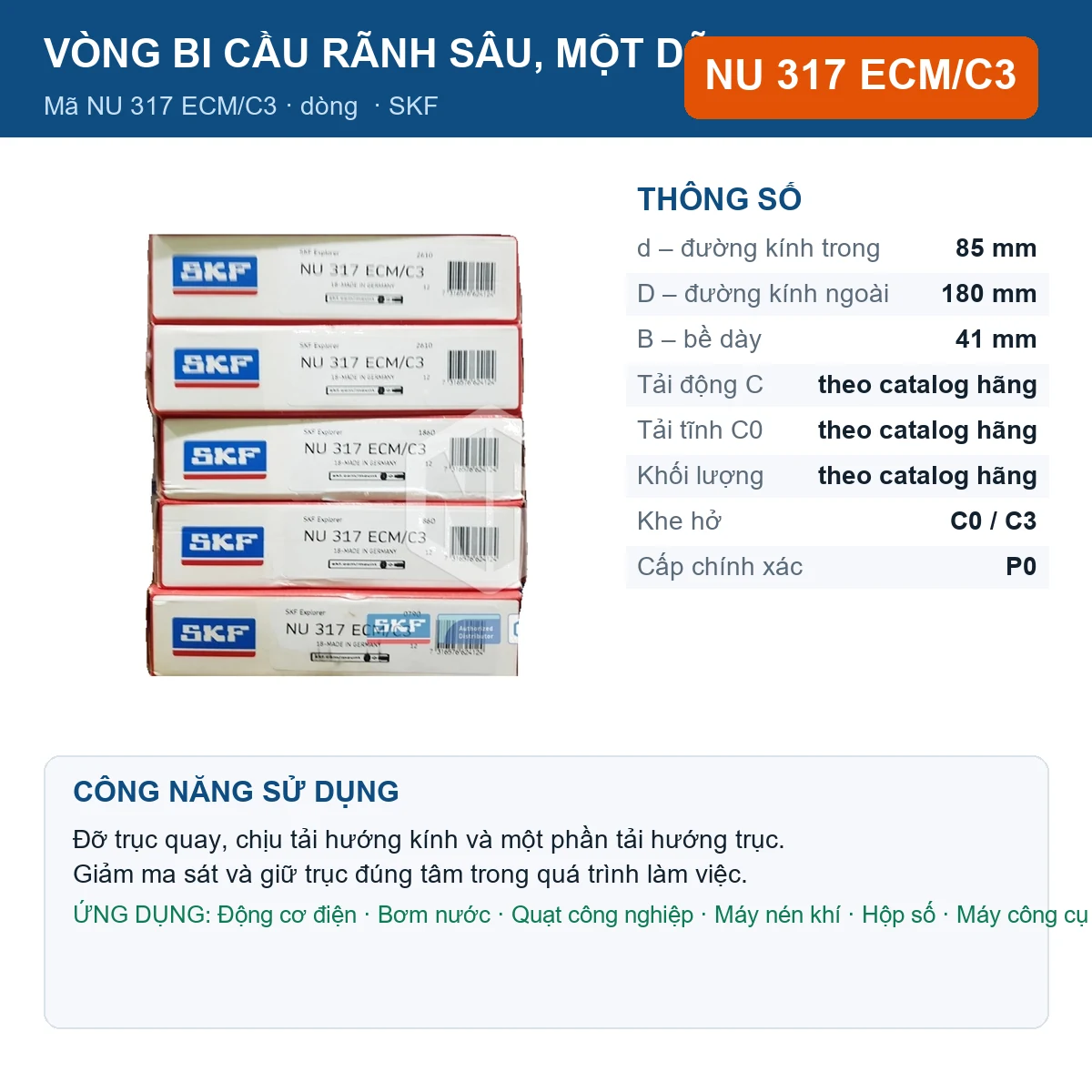 Vòng bi NU 317 ECM/C3