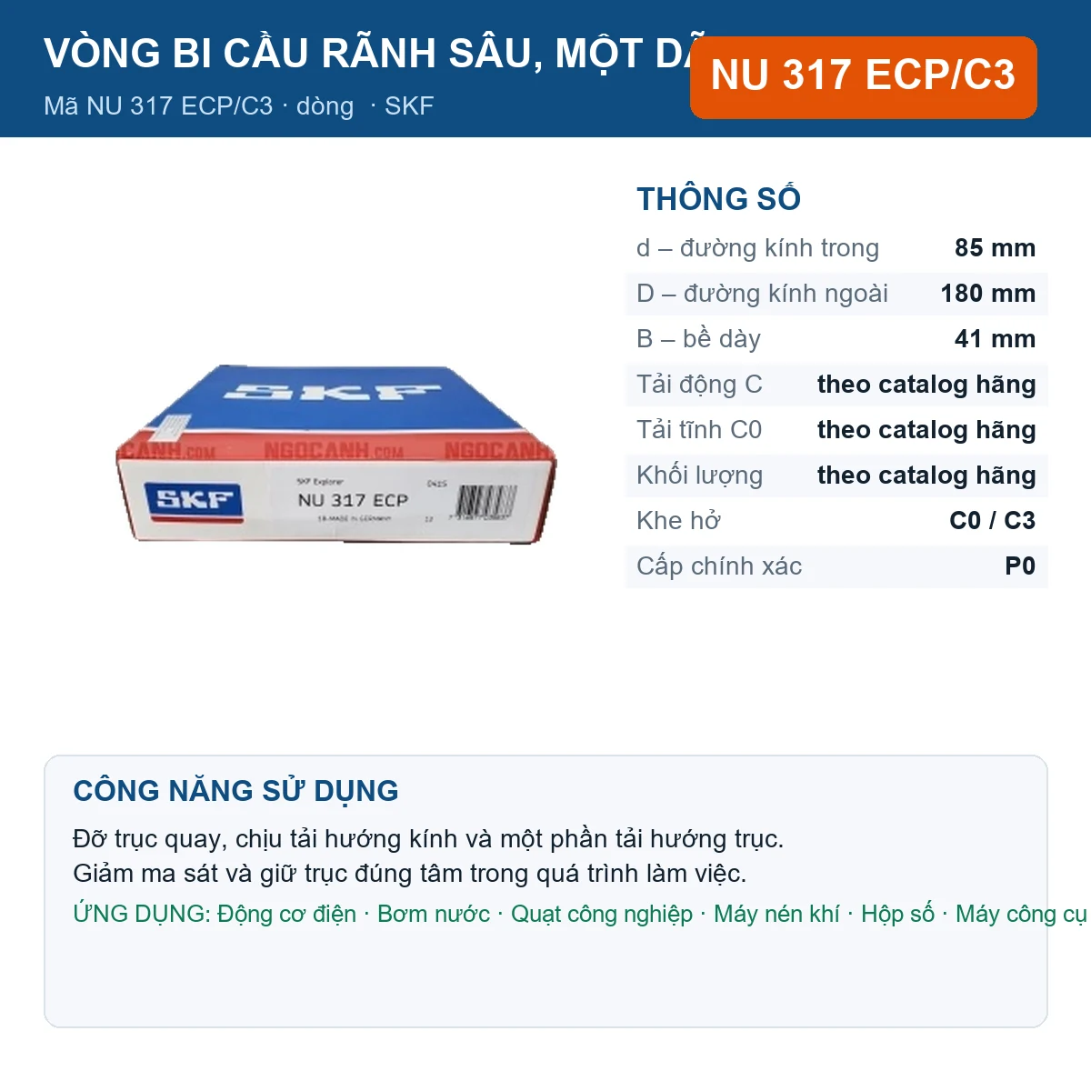 Vòng bi NU 317 ECP/C3