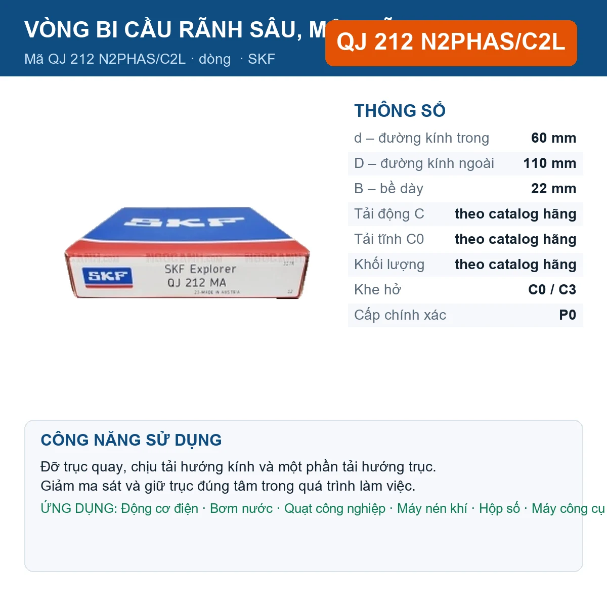 Vòng bi QJ 212 N2PHAS/C2L