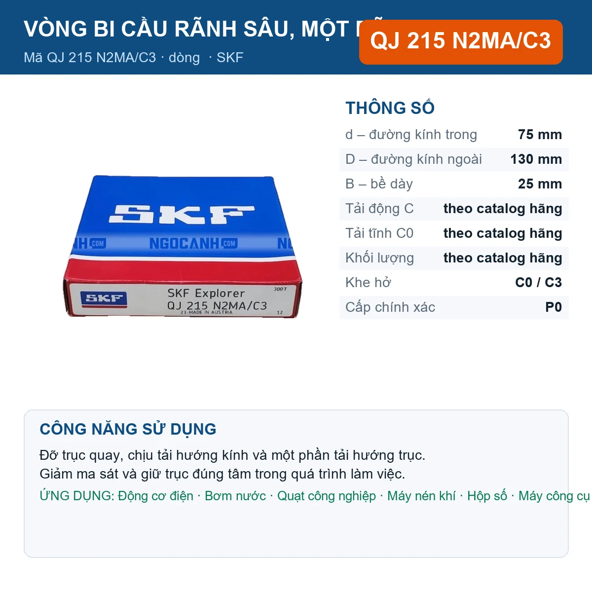 Vòng bi QJ 215 N2MA/C3