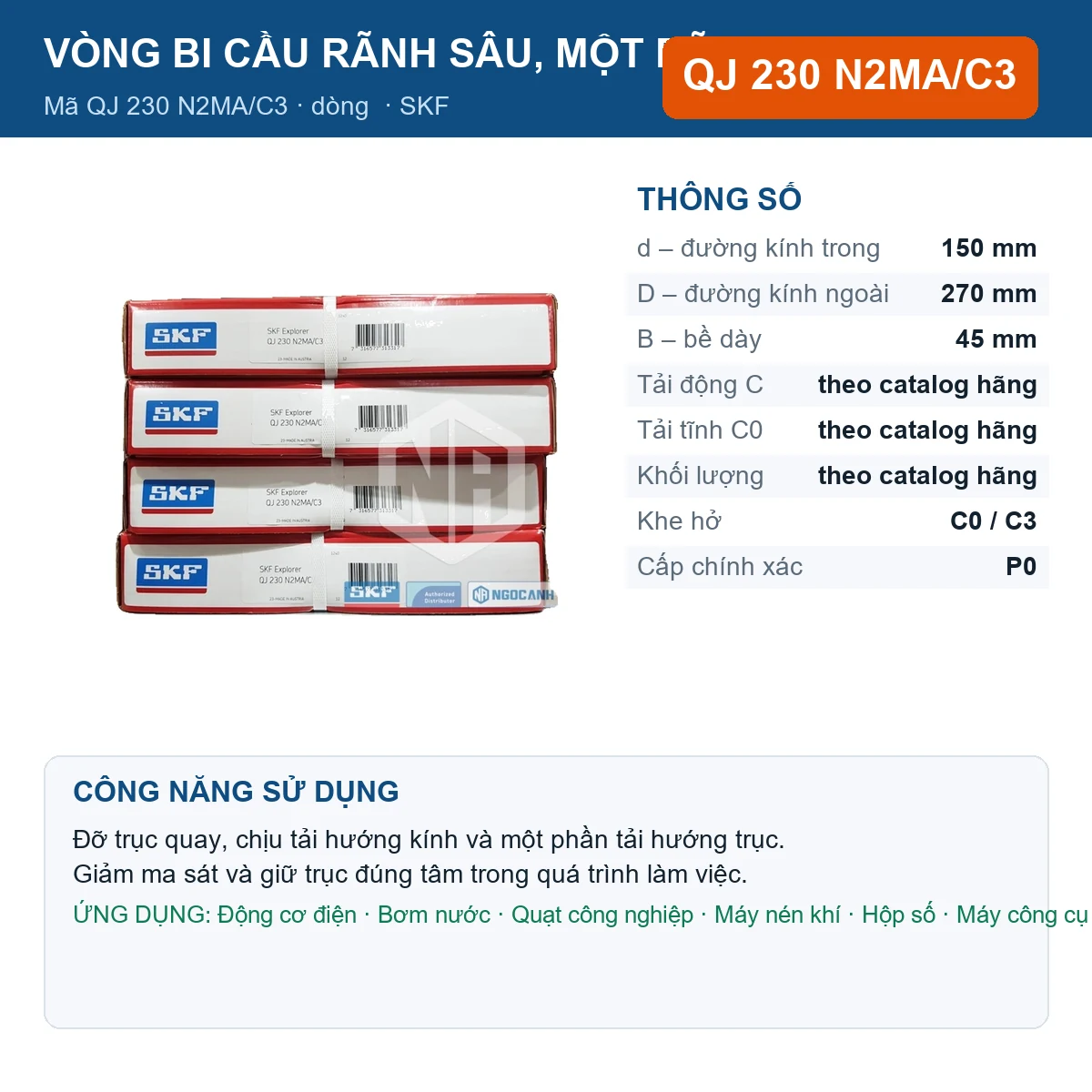 Vòng bi QJ 230 N2MA/C3