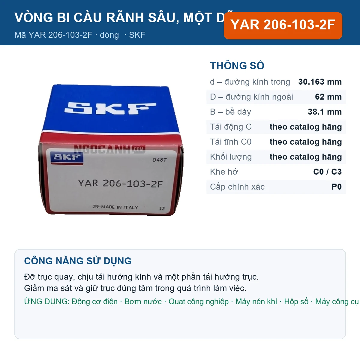 Vòng bi YAR 206-103-2F