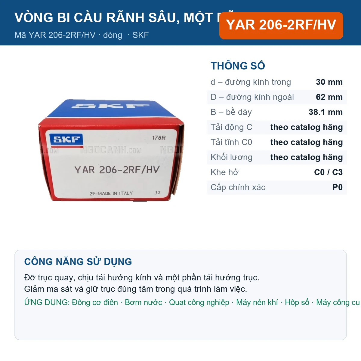 Vòng bi YAR 206-2RF/HV