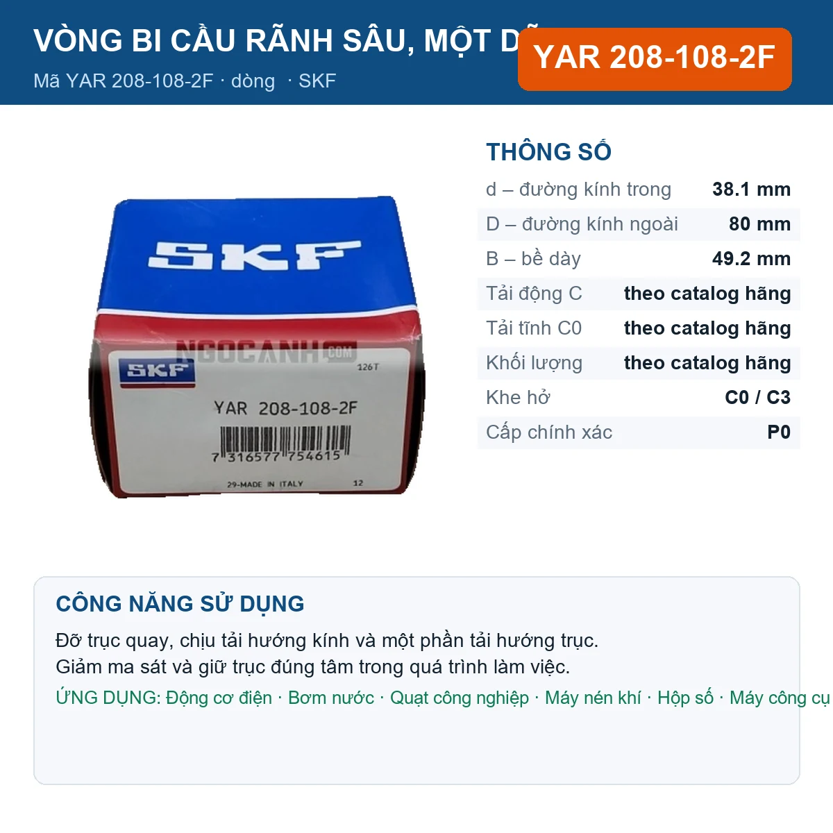 Vòng bi YAR 208-108-2F