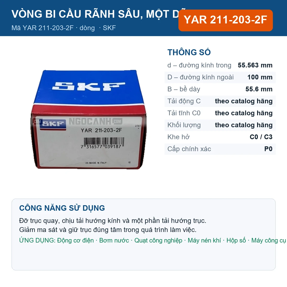 Vòng bi YAR 211-203-2F