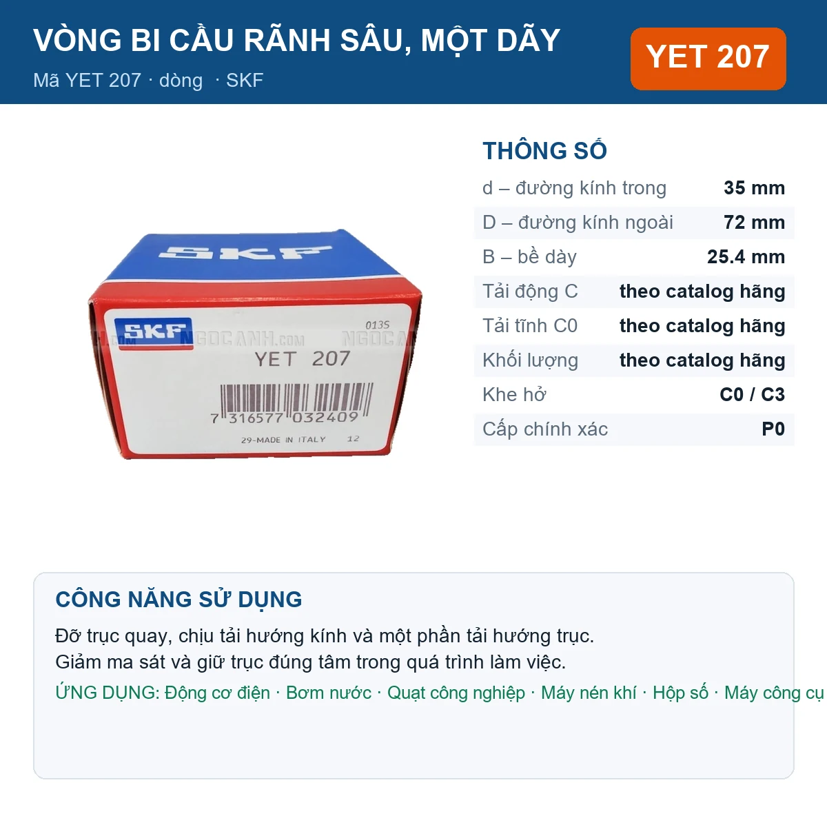 Vòng bi YET 207
